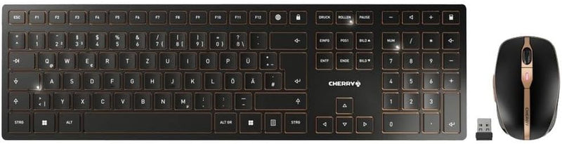 CHERRY DW 9100 SLIM, Kabelloses Tastatur- und Maus-Set, Deutsches Layout (QWERTZ), Bluetooth & 2,4 G