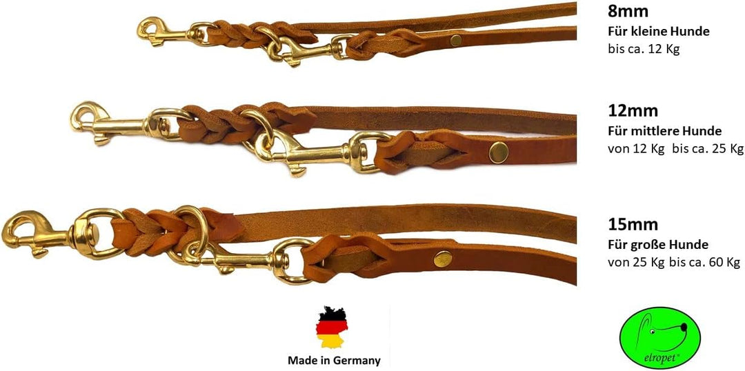 Hundeleine Fettleder Messing kleine Hunde/grosse Hunde 2m / 2,40m / 2,80m / 3,50m / 5m Doppelleine v