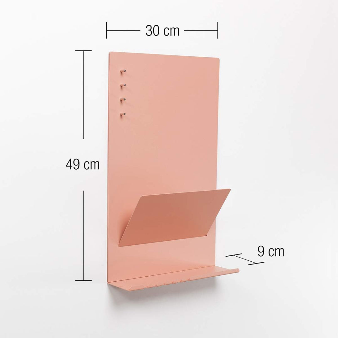 byde Wandorganizer Heke aus Stahlstruktur. 30 x 9 x 49 cm 3-in-1 Wandregal mit Magnettafel und Magne
