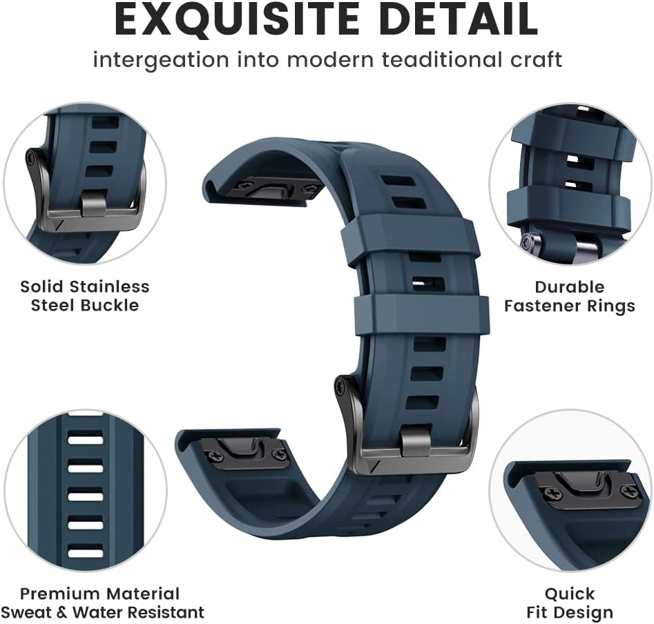 Armband für Garmin Fenix 7 Pro/6 Pro/EPIX 2 Armband, 22mm Quick Fit Ersatzarmband für Fenix 6/5/EPIX