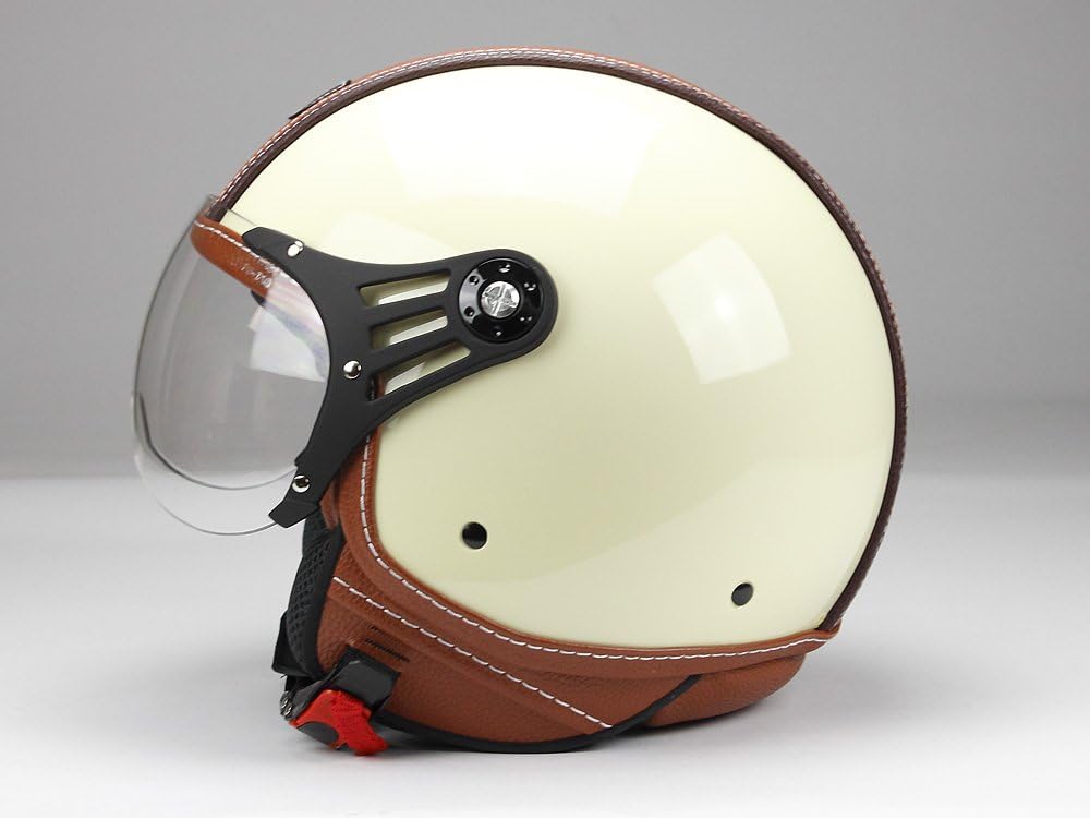 BNO-PL28 Jethelm Beige glänzend + Braun, Motorradhelm, Schutzhelm Helm S - XL, XL