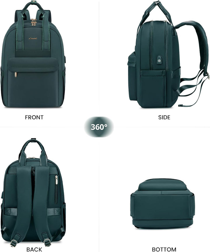LOVEVOOK Laptop Rucksack Damen, 15,6 Zoll Schulrucksack Teenager mit USB Ladeanschluss, Wasserdicht