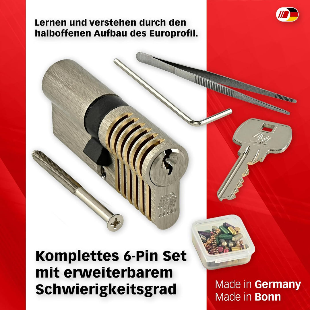 MULTIPICK Trainingszylinder Lockpicking Set - [inkl. 50-tlg. Pinning-Kit] Lock Picking Tool - variab