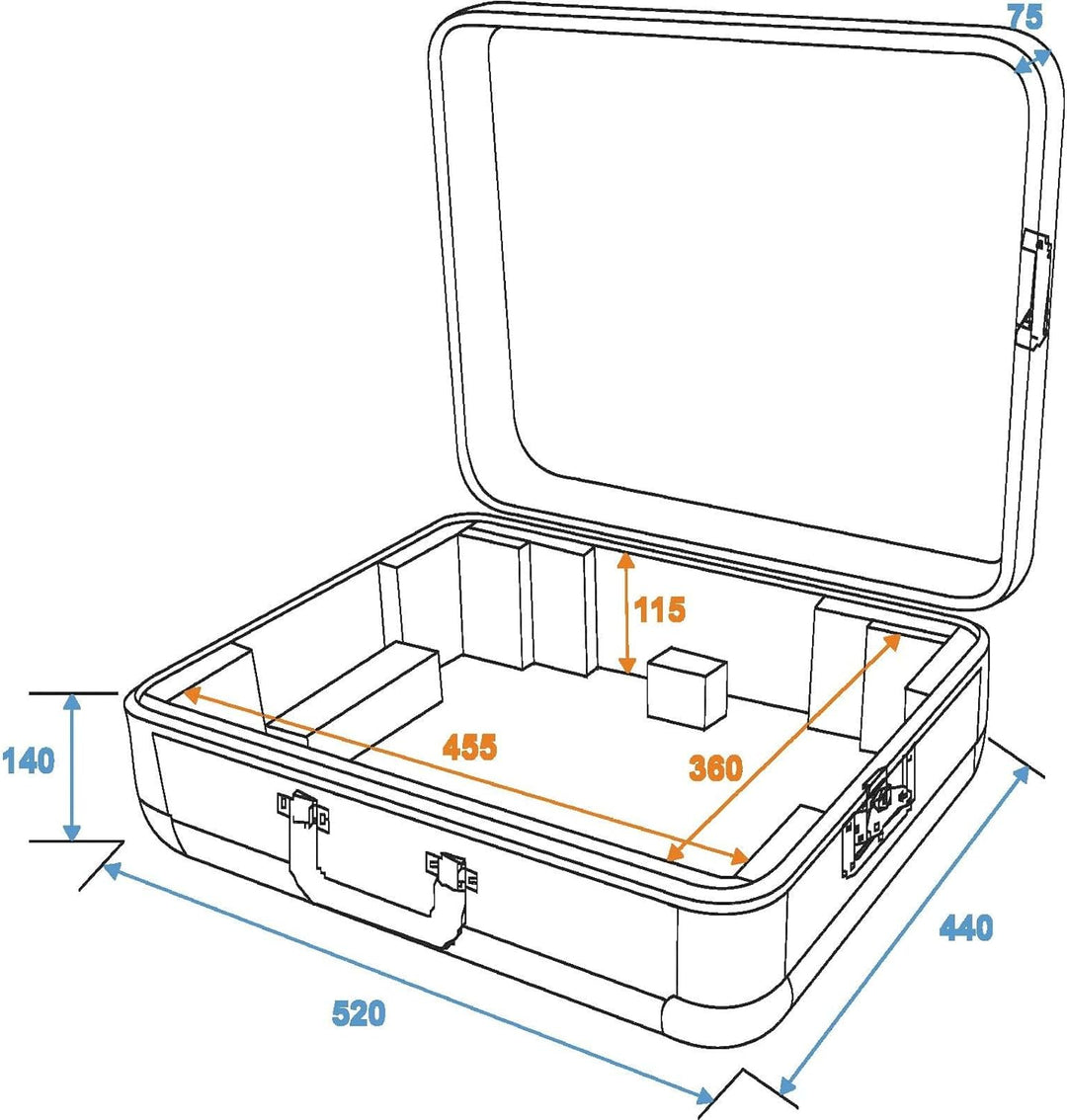 ROADINGER Plattenspieler-Case Tour ALU schwarz | Flightcase für einen Plattenspieler (bis 450 mm Bre