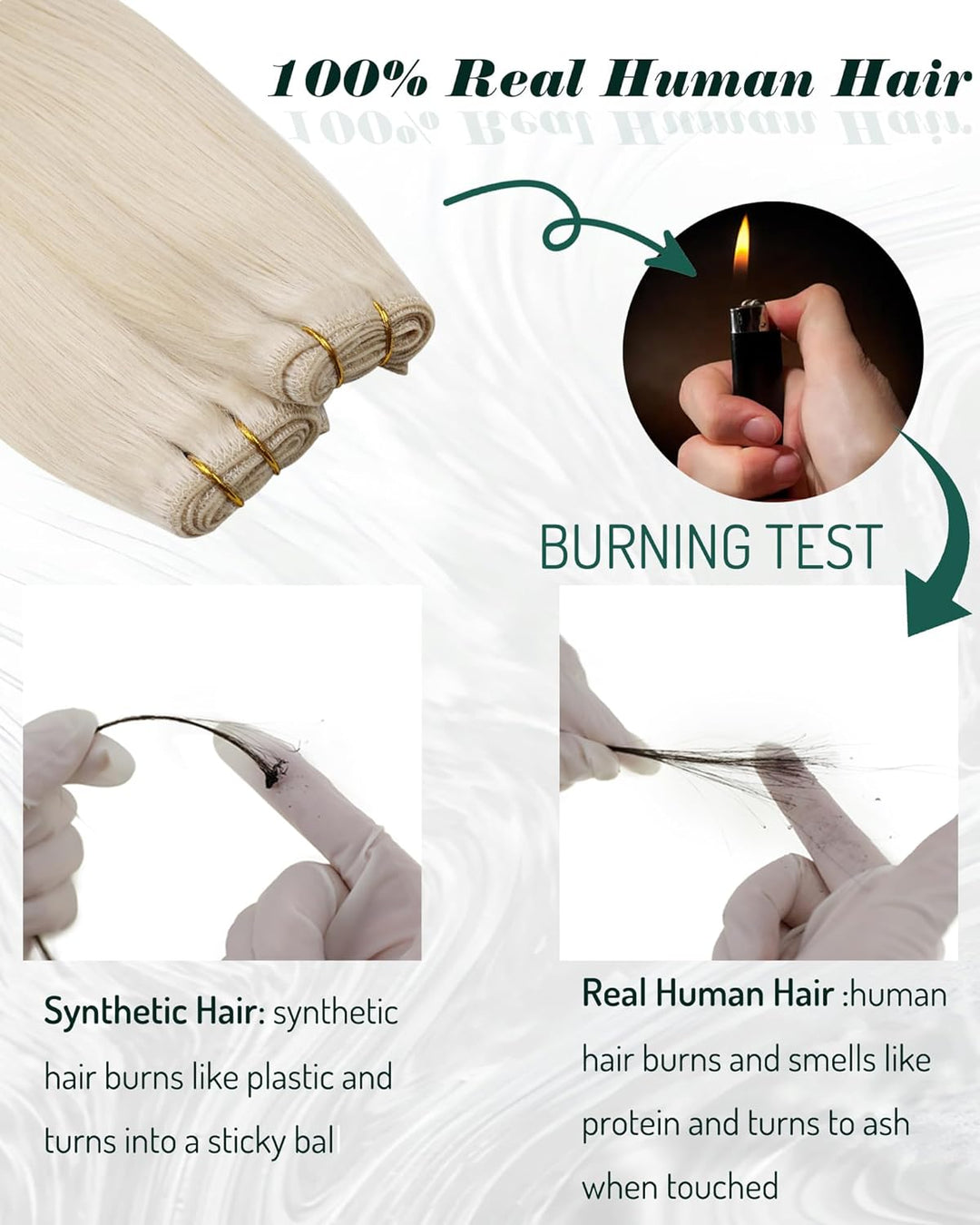 RUNATURE Tressen Extensions Echthaar Weissblond Glatt Echthaar Tressen Zum Einnähen Weisse Blondine
