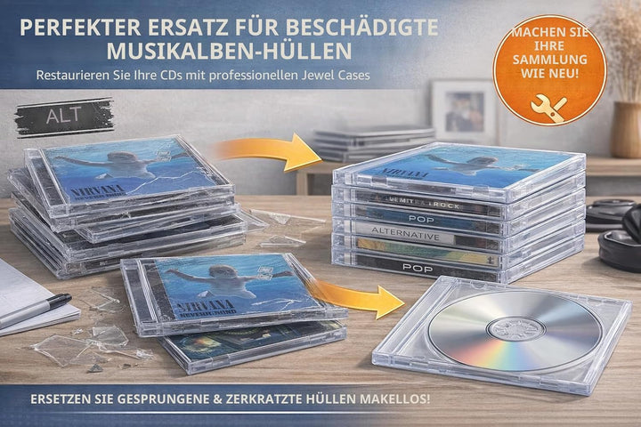 Transparente CD-/DVD-Hüllen (10,4 mm) für jeweils 1 CD/DVD (10er-Packung) von Dragon Trading®