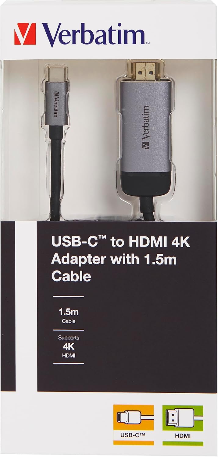 Verbatim USB-C™ auf HDMI 4K Adapter - Für den Anschluss von USB-C- oder Thunderbolt 3-fähigen Laptop