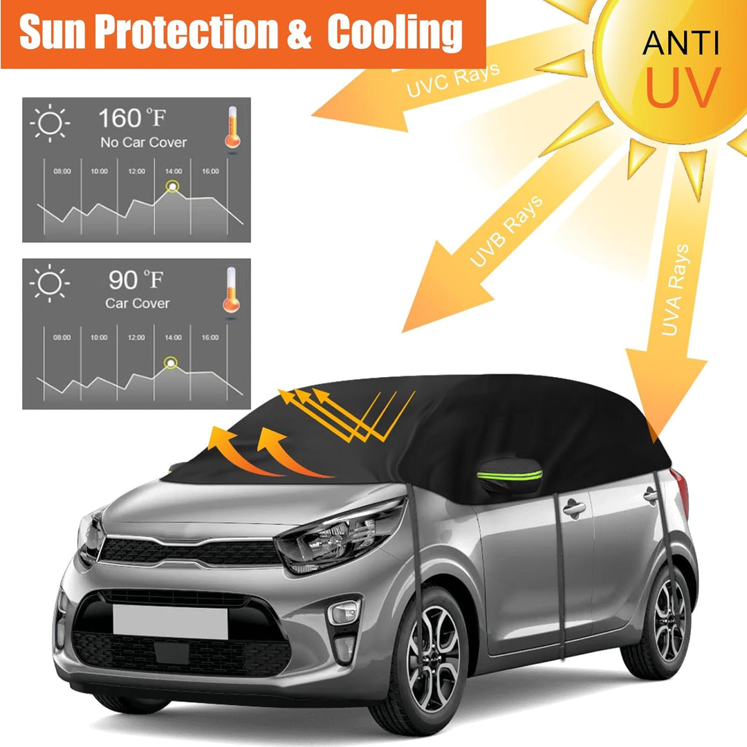 Halbe Autoabdeckung Kompatibel mit Kia Picanto 2003-2025, Halbabdeckung wasserdichte Halbgarage mit