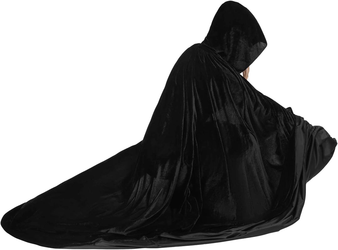 Chitomars Umhang mit Kapuze, gross Size Halloween Umhang Kostüm Damen Samt Cosplay Hexen Vampir Kost