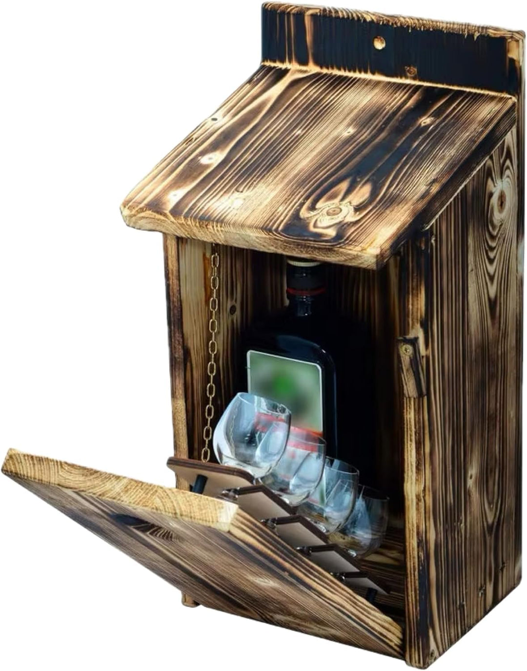Vogelhaus Schnapsbar Holz mit Gläsern & Befestigung – Lustiges Männergeschenk zum Geburtstag, Vatert