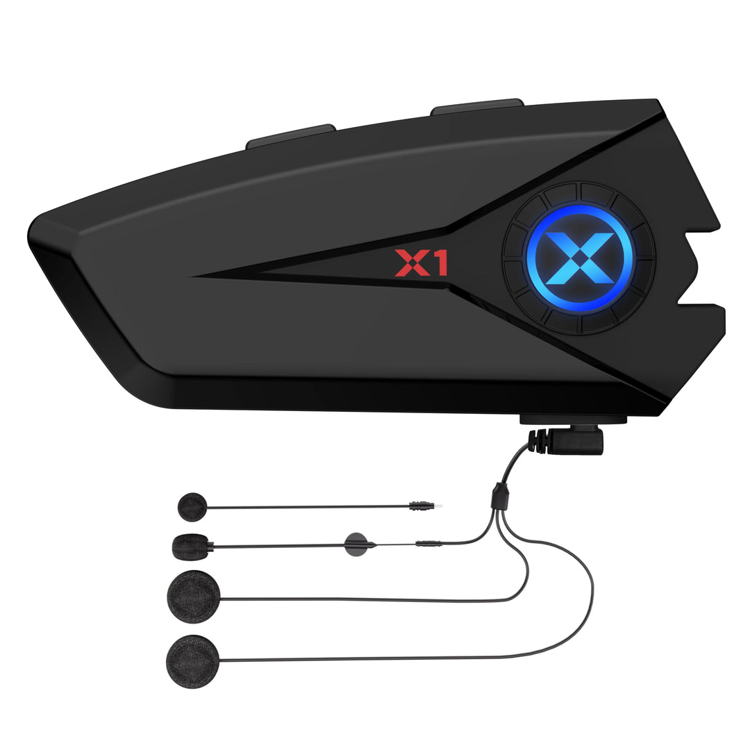 X1 Motorrad Headset Bluetooth 5.3, 40mm Hi-Fi, 60h Akkulaufzeit | Helm Kopfhörer für Musik und Navi-
