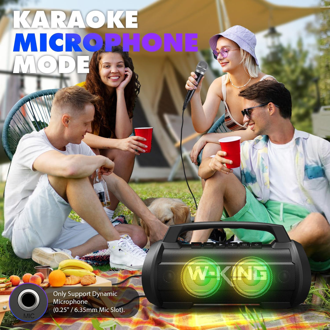 70W (100W Peak) Bluetooth Lautsprecher, W-KING Musikbox Bluetooth Box Gross Boombox Bass Boost, Part