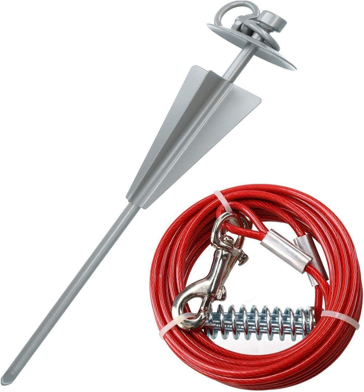 AB Tools 2 x Extra Starke Hund Pfahl Spike & 2 x 15ft Witterungsbestandig Tie-Out Kabel