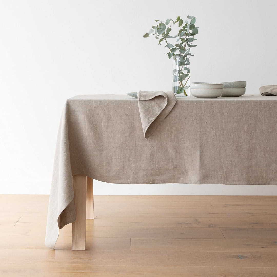 LinenMe, Lara Tischtuch aus beigefarbenem Leinen, 135 x 140 cm 0107902, 135 x 140 cm