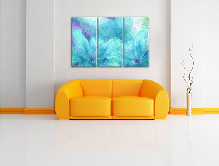 Pixxprint türkise Lilien Kunst als Leinwandbild/Grösse: 3 Teilig (120x80) / Wandbild/Kunstdruck/fert