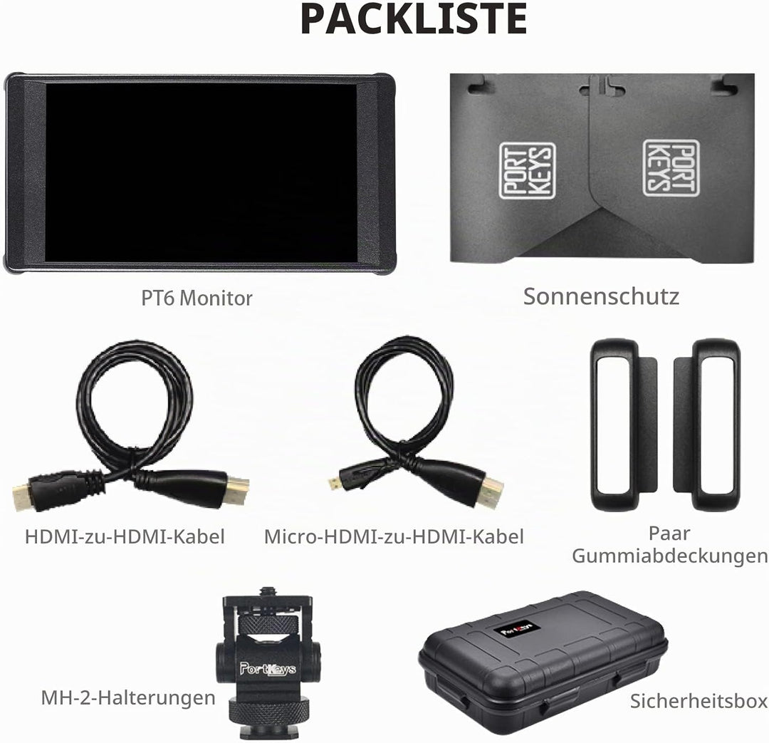 Portkeys PT6 Kamera Feld Monitor 5.2" Touchscreen DSLR Spiegellose Camera Monitor 3D LUT 100% DCI-P3
