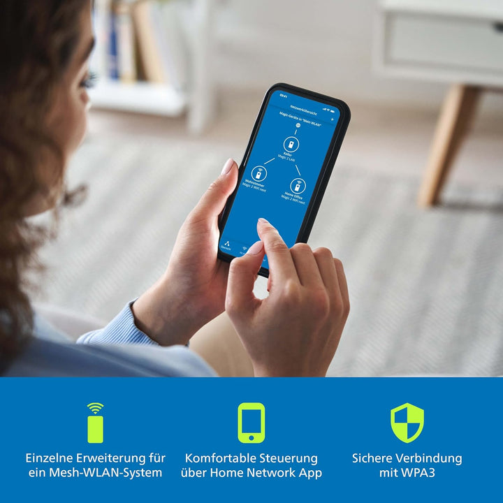 devolo WiFi 7 Mesh BE6500 Erweiterung, Highspeed Mesh-WLAN-System, WLAN-Verstärker, bis zu 6.500 Mbi