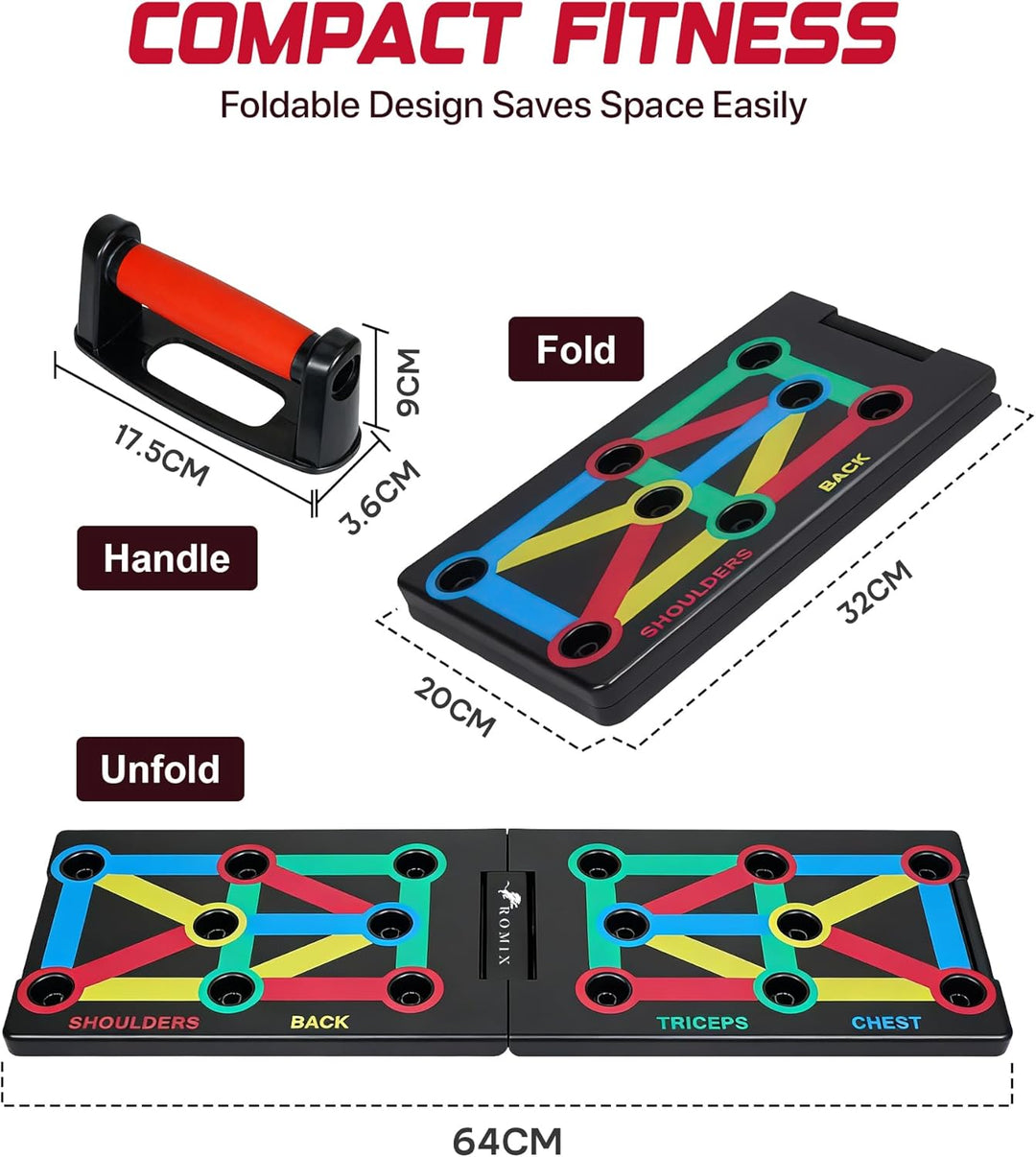 ROMIX Liegestützbrett, 12 in 1 Multifunktions Tragbares Push Up Board, Liegestützständer, Muskelbret