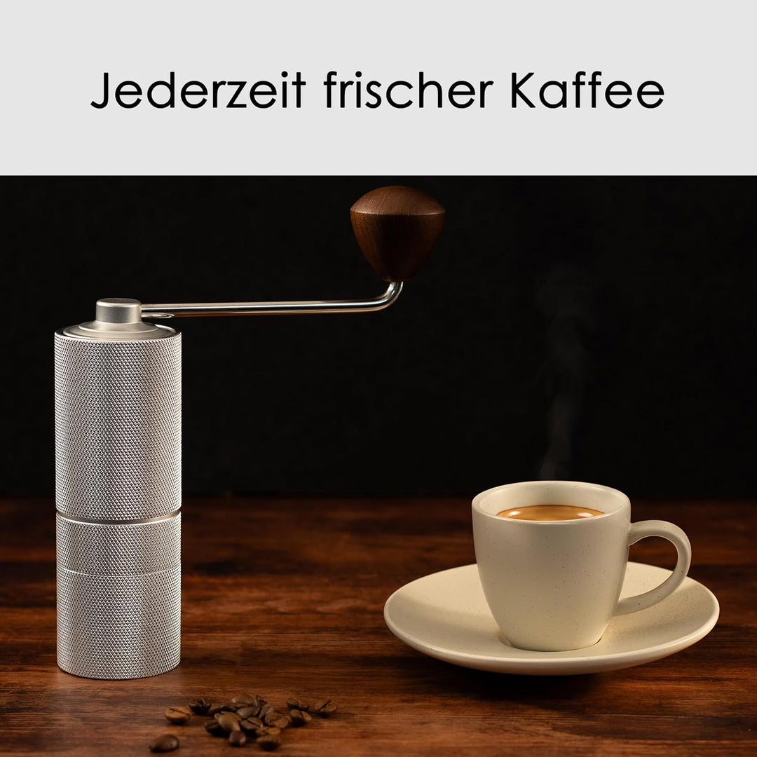 Kaffeemühle - Manuelle Kaffeemühle mit Präzisions-Edelstahlmahlwerk und Holzgriff - Kegelmahlwerk fü