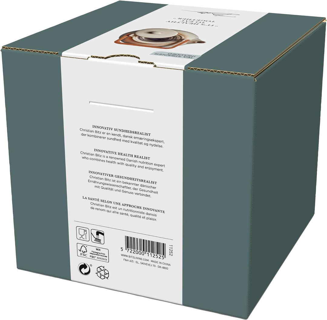 BITZ Teekanne, Kanne aus Steingut/Keramik für Tee, 1,2 Liter, Höhe 20 cm, Creme 1,2 liter Creme, 1,2