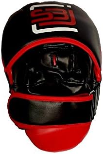 S.B.J - Sportland Handpratzen | Trainings Pratzen | Handmitt schwarz-rot Curved, Lieferung paarweise