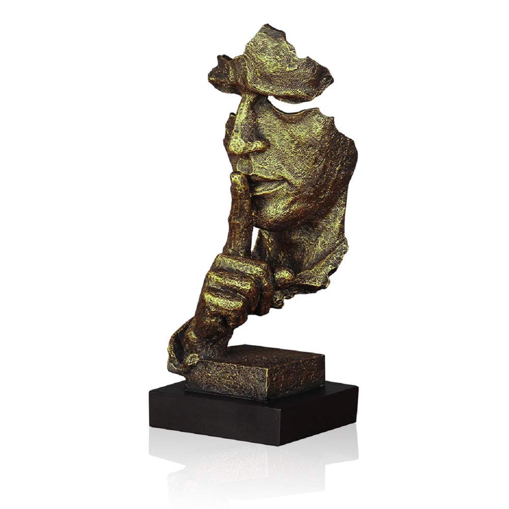 LEPENDOR Stille ist golden - Handgefertigte Stille Männer Statuen Harz Abstrakte Skulptur Büro Home