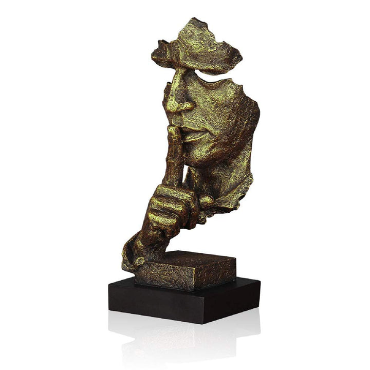 LEPENDOR Stille ist golden - Handgefertigte Stille Männer Statuen Harz Abstrakte Skulptur Büro Home