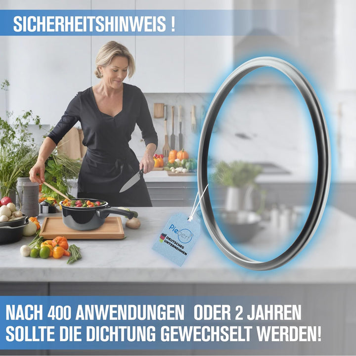 3x Piebert Dichtung 39154 22cm für Silit Sicomatic® Schnellkochtopf Deckel, grau, Silikon, 22cm Inne