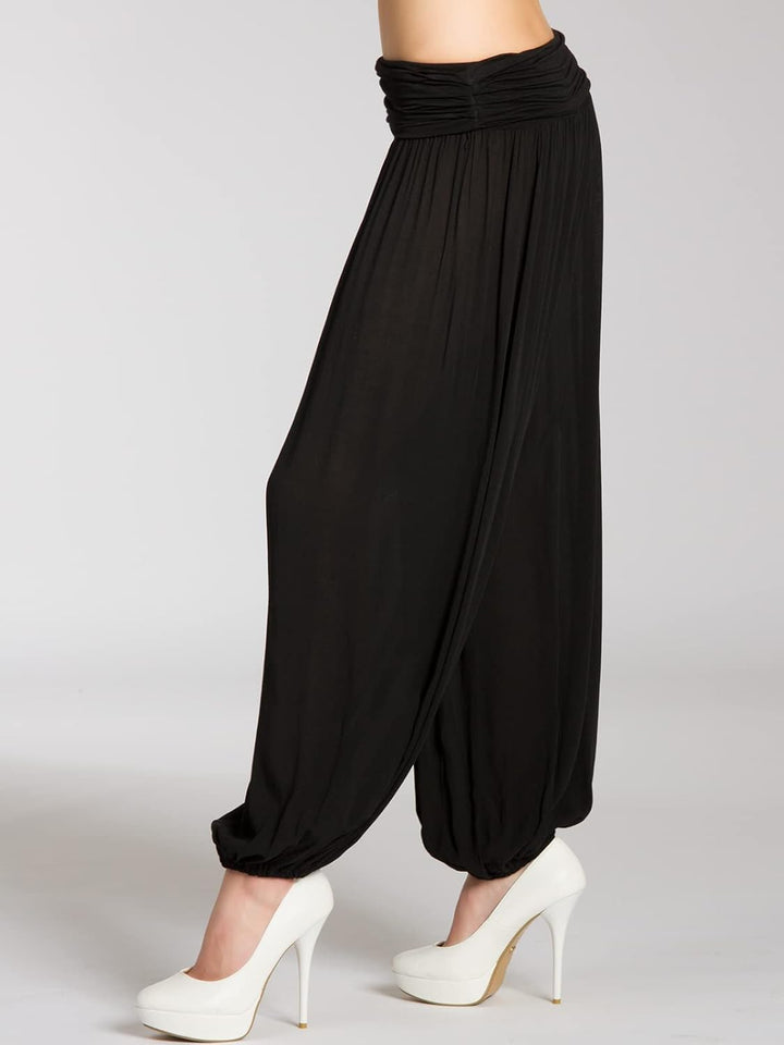 Caspar KHS035 leichte Damen Sommer Haremshose, Farbe:schwarz, Mode Grösse:36