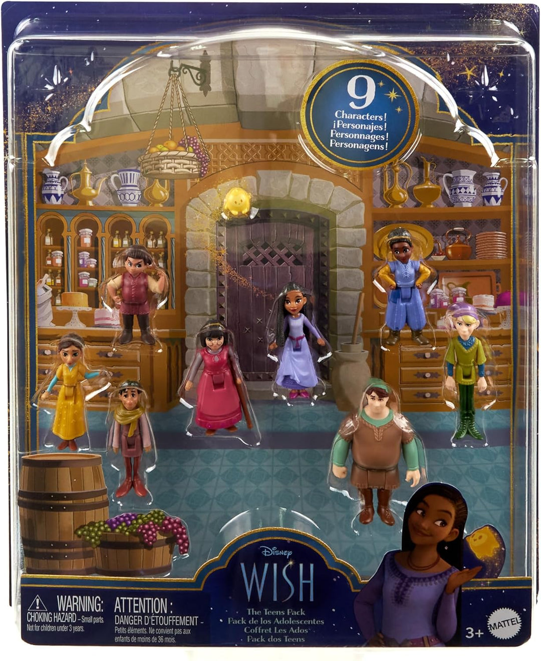 Mattel Disneys Wish Die Teens-Pack aus 8 beweglichen Minipuppen und Sternenfigur, HPX36, Teens-Pack