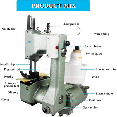 MXBAOHENG Sacknähmaschine Tragbare Nähmaschine für Säcke 220v Industrial Handnähmaschine Beutelversc