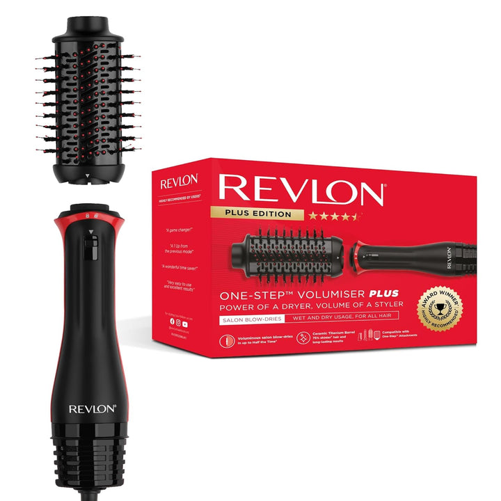 REVLON PROFESSIONAL One-Step Volumiser Plus (Abnehmbarer Kopf, Keramik-Titan-Platte, Gemischte Styli