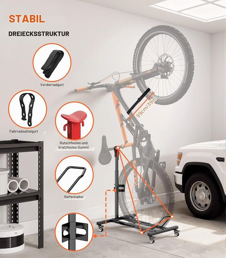 Housolution Vertikaler Fahrradständer mit Rädern, Freistehender Fahrradständer für Räder bis zu 29",