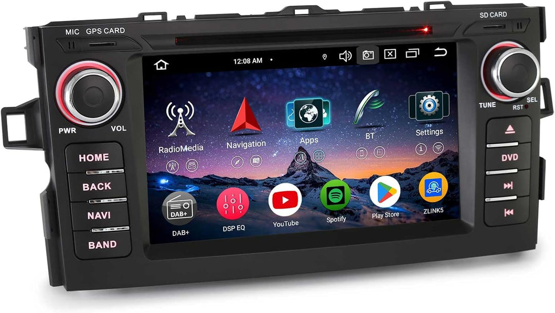 ERISIN 8-Kern 4GB+64GB 7" Android 14 Autoradio mit GPS Navi für Toyota Auris 2007-2012 Unterstützt B