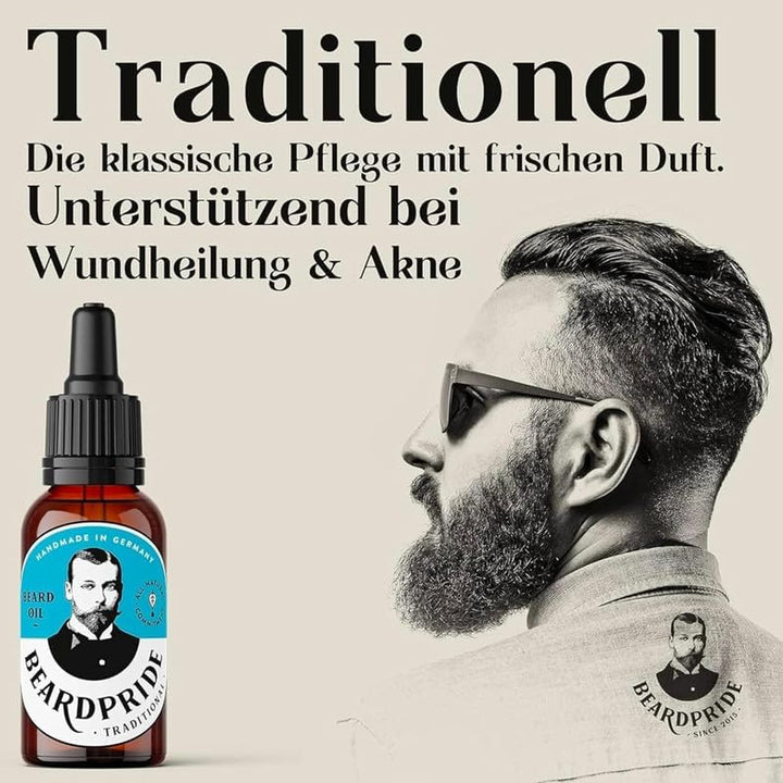 BEARDPRIDE Bio Bartöl Herren I Original Bart Öl aus dem Barbershop I Bartpflege Öl für weichen Bart