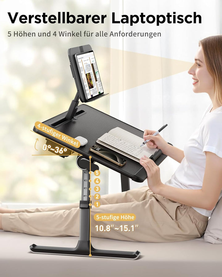 SAIJI Laptop Tisch [Premium XXL Extra Gross] mit Höhenverstellbarem Lesepult, Vielseitig Einsetzbare