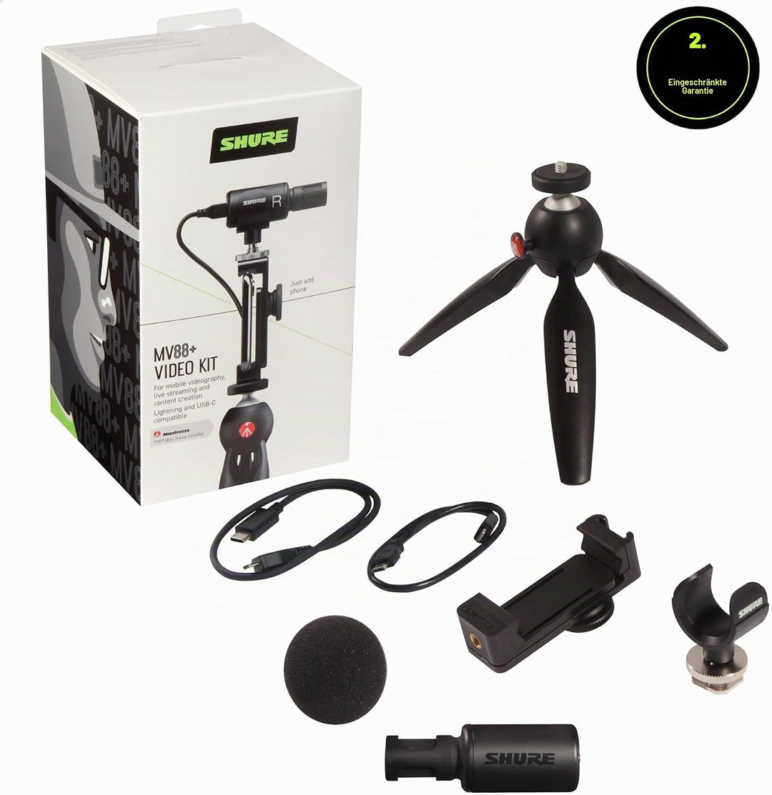 Shure MV88+ iPhone Mikrofon Video Kit - Digitales Stereo-Kondensatormikrofon für iPhone & Android mi