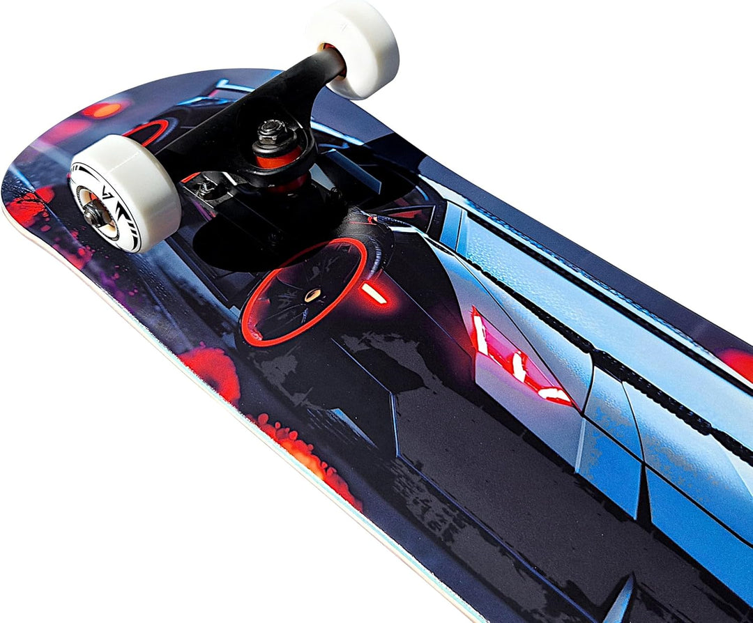 Komplett Skateboard Black Knight - für Kinder und Jugendliche - 7-lagiges Ahornholz Deck - Medium Co