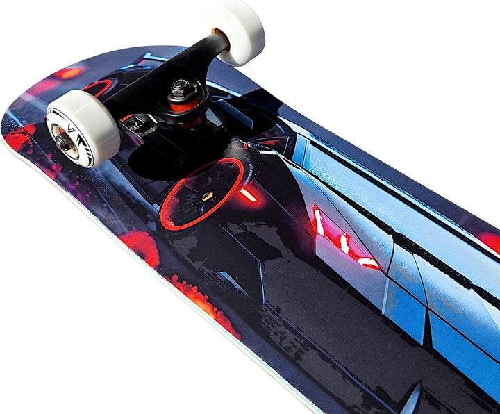 Komplett Skateboard Black Knight - für Kinder und Jugendliche - 7-lagiges Ahornholz Deck - Medium Co