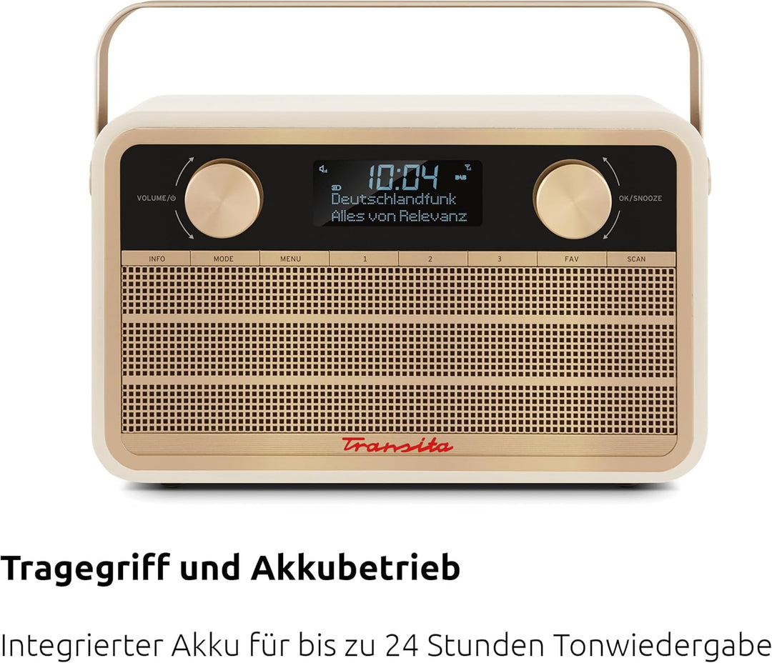 TechniSat Transita 120 tragbares DAB Radio (DAB+, UKW, 24 Stunden Akku, Aux In, Wecker, 2 Weckzeiten