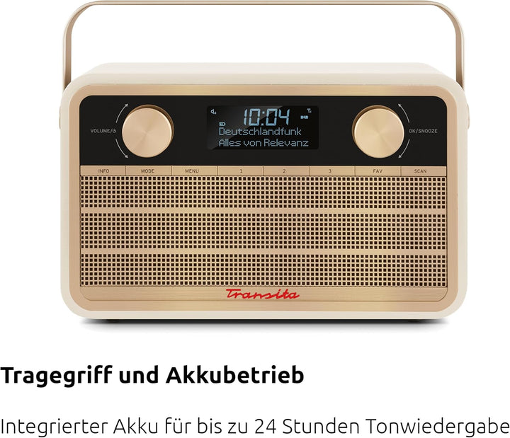 TechniSat Transita 120 tragbares DAB Radio (DAB+, UKW, 24 Stunden Akku, Aux In, Wecker, 2 Weckzeiten