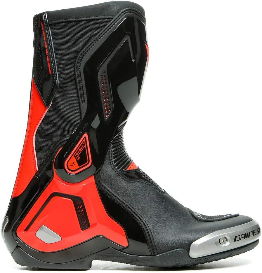 Dainese York D-WP Shoes, Motorradschuhe Wasserdicht, Black Fluo Red 39 EU