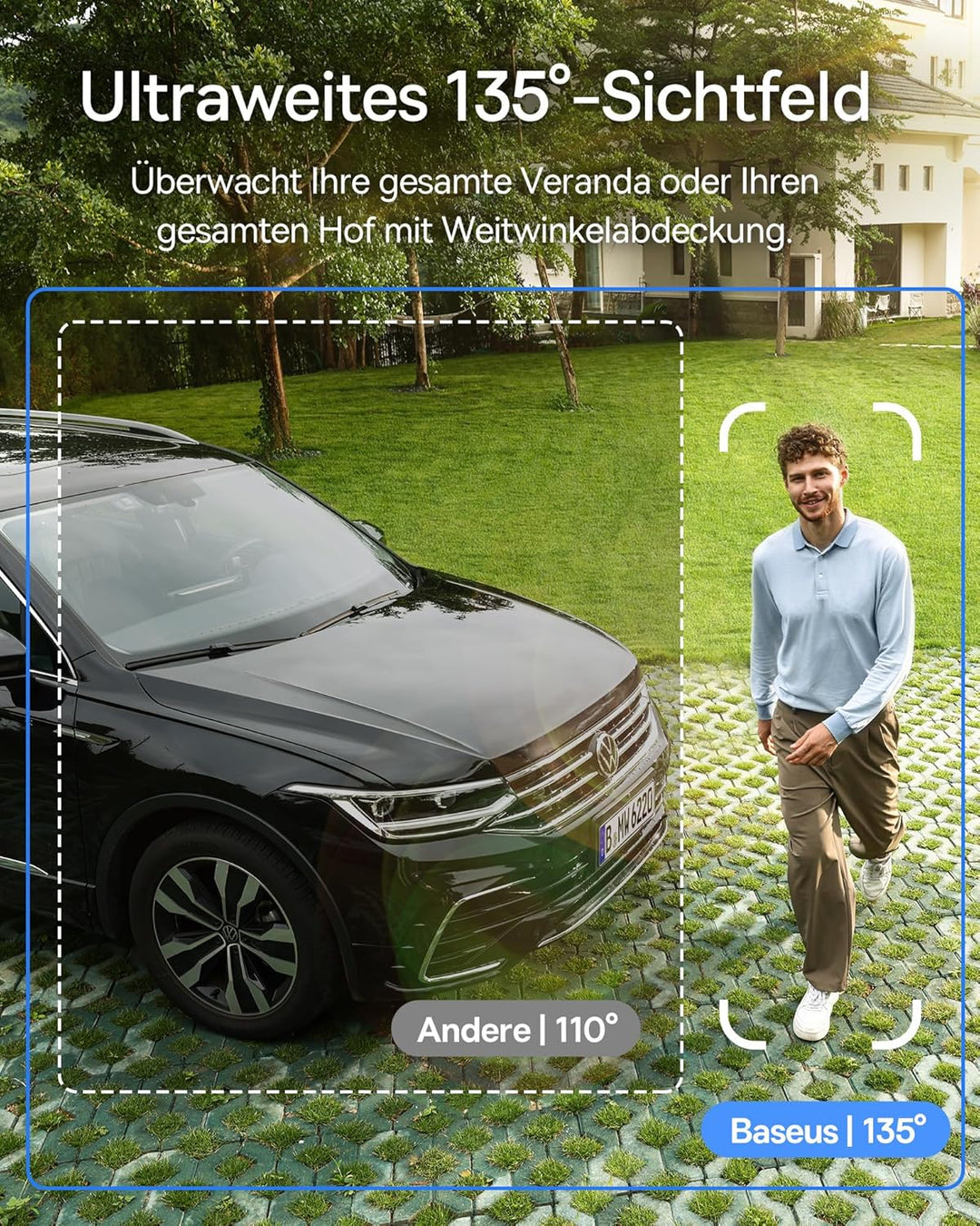 Baseus Security S1 Lite Solocam Überwachungskamera Aussen Solar Akku WLAN, IP67 Wetterfest, Kamera Ü