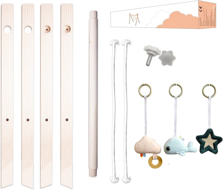 Caudblor Spieltrapez Holz Babyspielzeug Puzzle Gym inkl. Anhänger Babygymnastik aktiv Spielzeug Baby