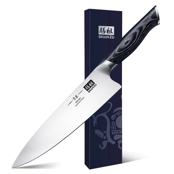 SHAN ZU Kochmesser Küchemesser 20CM Extra Scharfe Profi Messer aus Hochwertigem Carbon Edelstahl Che