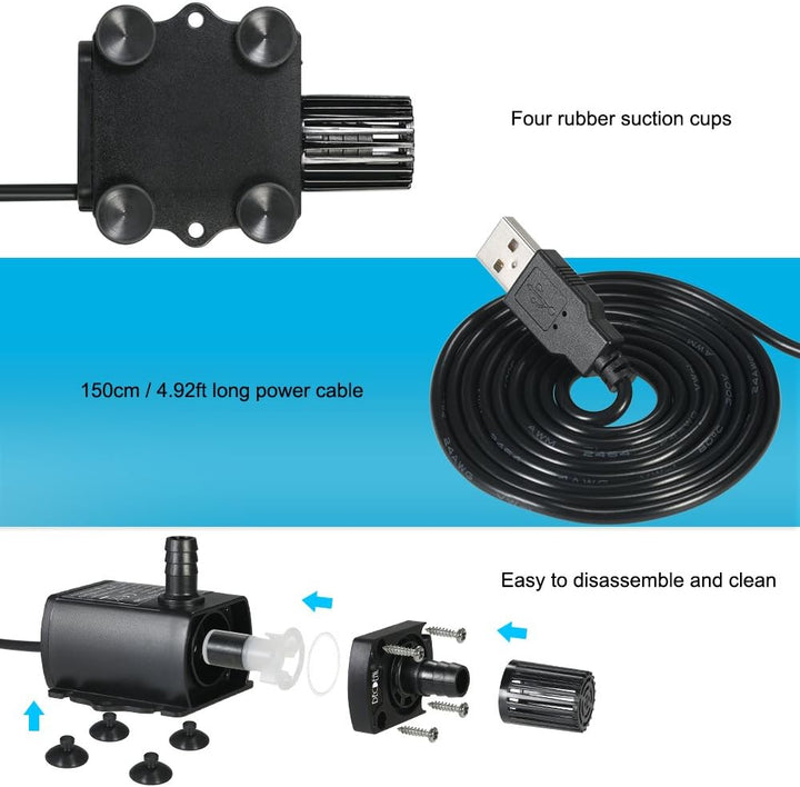 Decdeal USB Tauchpumpe Teichpumpe Aquarium Wasserpumpe für Teiche, Garten, Brunnen 2.4W / 4.8W Optio
