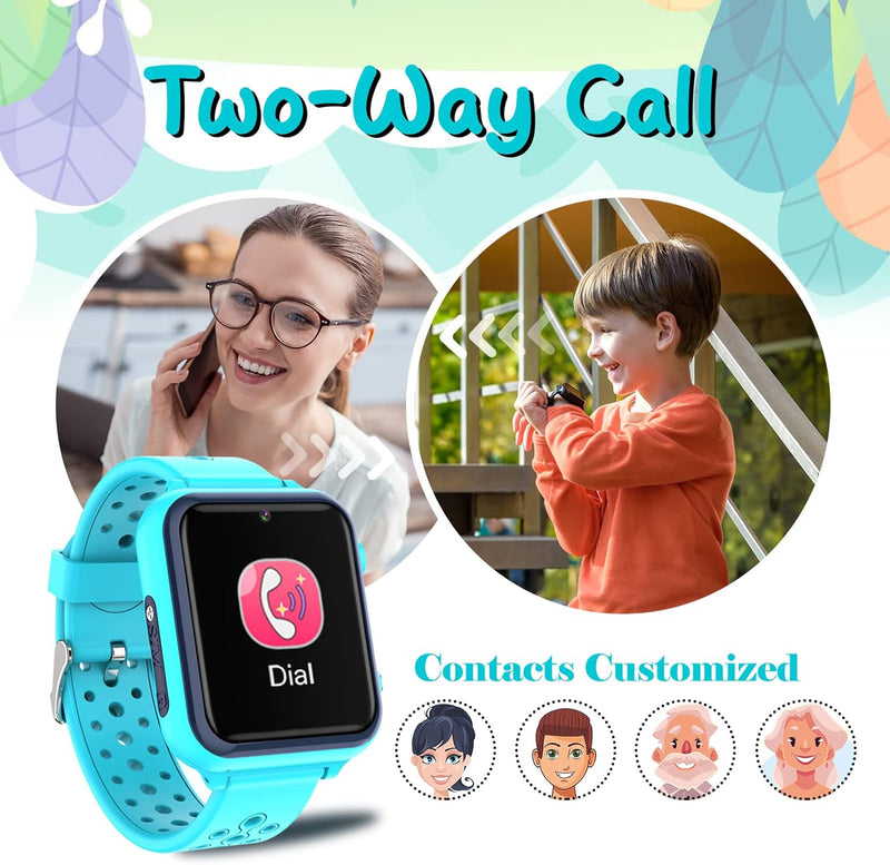 Retysaz Smartwatch Kinder, Spiele, Telefon für Mädchen und Jungen Blau, Blau