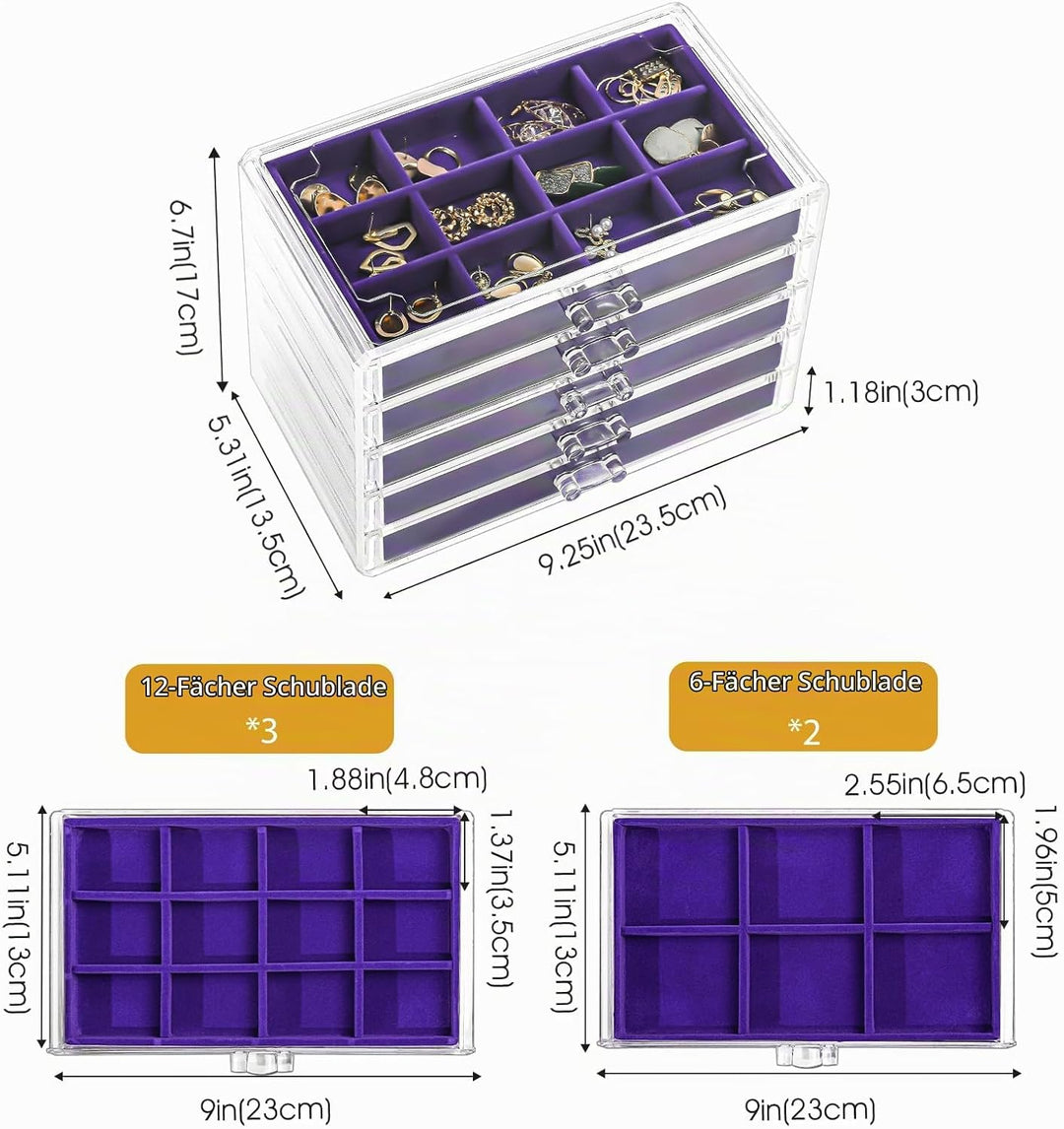 ProCase Acryl Schmuck Organizer Schmuckschatulle für Damen Durchsichtige Schmuckaufbewahrung Schmuck