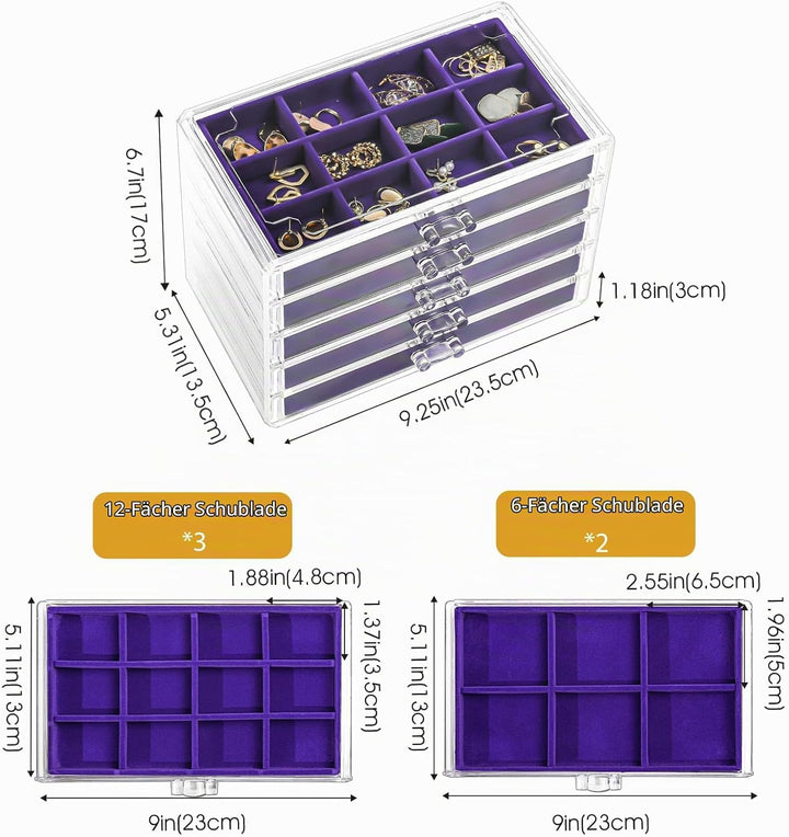 ProCase Acryl Schmuck Organizer Schmuckschatulle für Damen Durchsichtige Schmuckaufbewahrung Schmuck