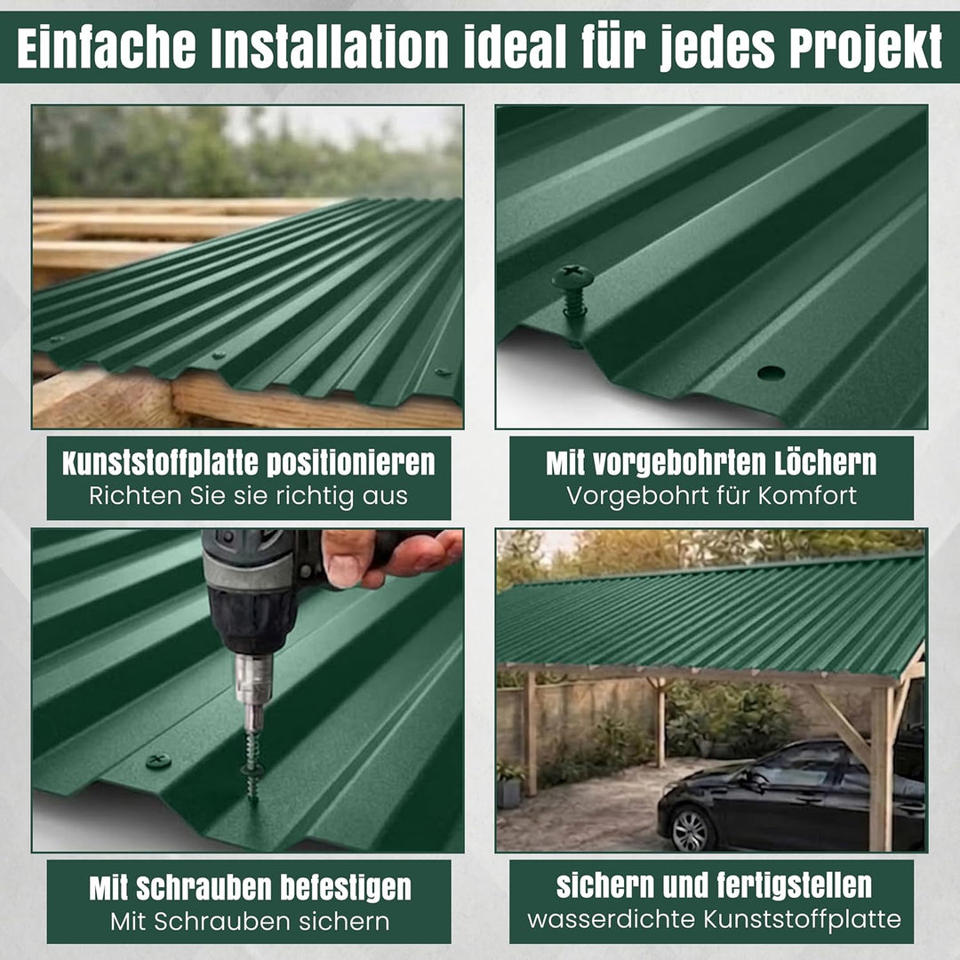 LP Projekt Wellplatte 90×117 cm | Robust & wetterfest Wellplatte Dach Kunststoff für Carport, Garten
